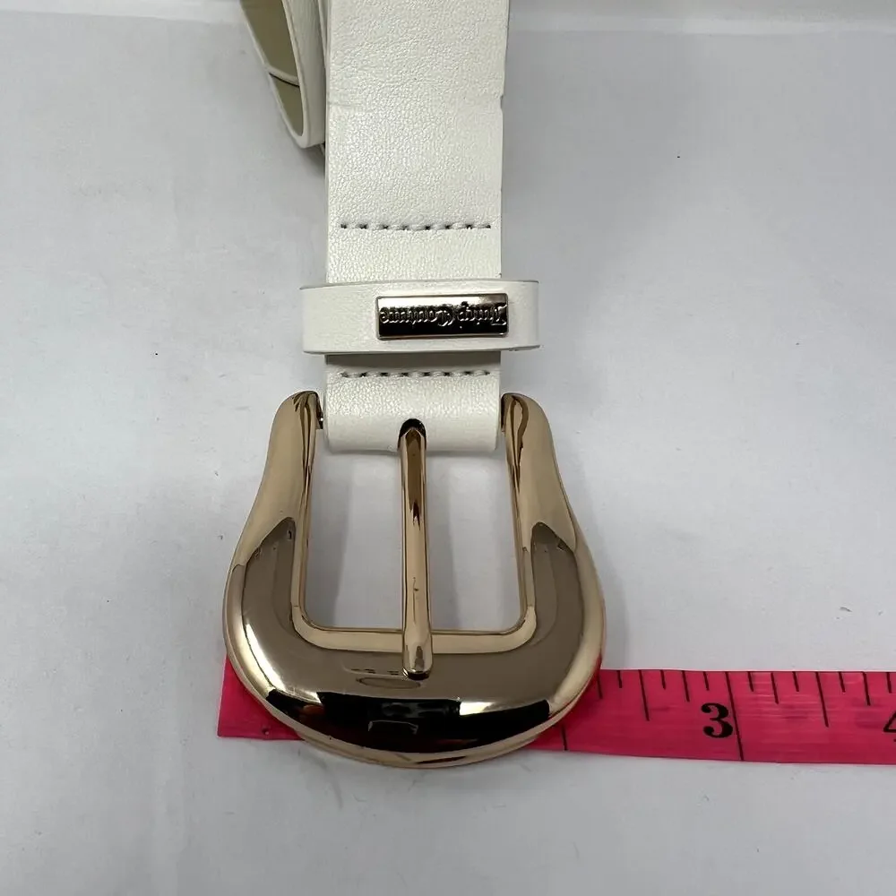 Juicy Couture Buckle Belt Women Size L / XL White 100% Polyurethane Gold Tone
